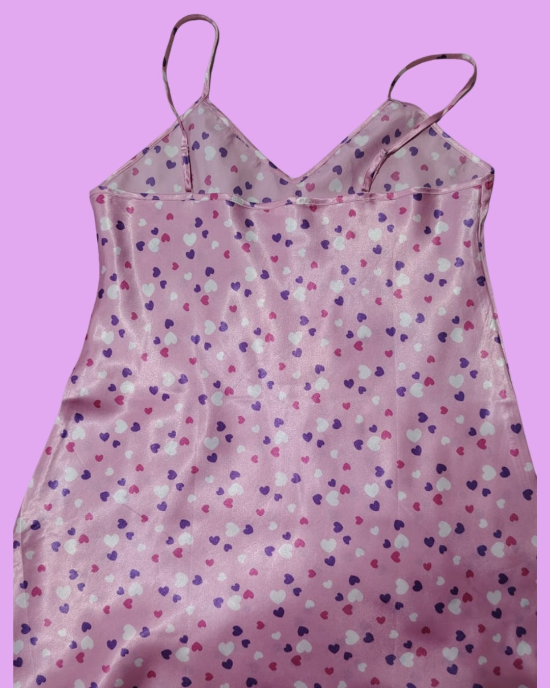 Pijama de Satín Corazones 🩷💜🤍