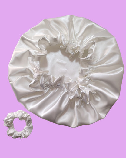 Gorro de satín antifrizz reversible Blanco